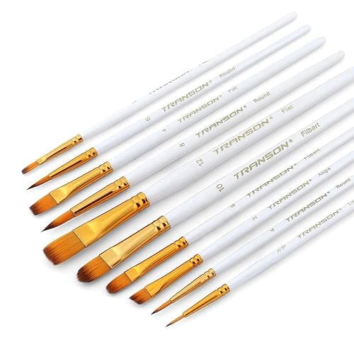 Transon 20pcs Artist Painting Brush Set for Acrylic Watercolor Gouache Hobby Craft Face Rock Painting White thumbnail 5