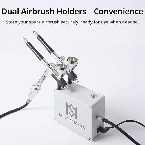 Airbrush Kit with Air Compressor, 50 PSI Dual Action Gravity Feed Non-Clogging Even Spray Air Brush Set for Painting, Aerografo Gun for Models, Nail Art, Cake Decorating, Makeup, DIY Sneakers & Crafts thumbnail 5