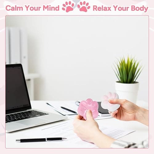 AFKLMNE 2-Pack Taba Squishy Cat Paw Sensory Fidget Toys Adults, Anxiety Stress Relief Squeeze Toy, Soft Cute Kawaii Squishy’s for Desk, School (Pink) thumbnail 2