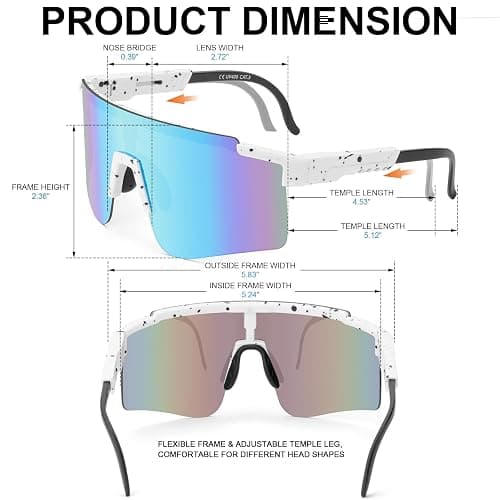 ROIBEAO Professional Cycling Glasses for Men Women, Sports Sunglasses UV Protection for Baseball Cycling Running Driving Glof thumbnail 2