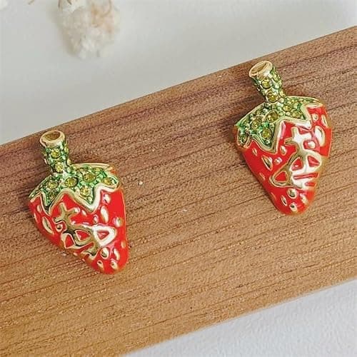 Colorful Strawberry Earrings of Saturn for Women - Colorful Strawberry Crystal Quartz Saturn Earrings Ear Studs thumbnail 4
