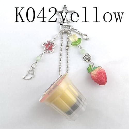 KANGSHUN Pudding Cup Keychain with Star Clip, Strawberry and Butterfly Charms, Cute Aesthetic Bag Accessory thumbnail 7