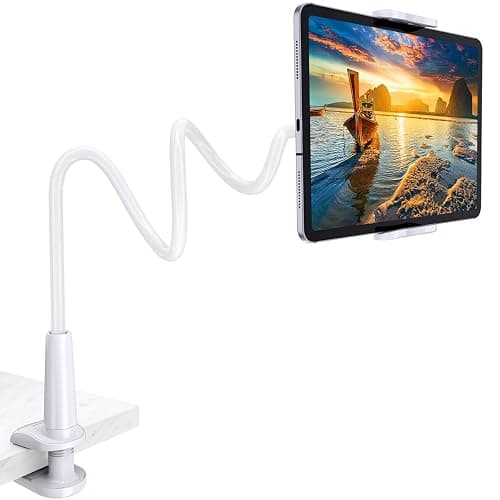 Tryone Gooseneck Tablet Holder Stand for Bed Adjustable Flexible Arm Tablets Mount Clamp on Table Compatible with iPad Air Mini | Galaxy Tabs | Kindle Fire | Switch or Other 4.7-10.5" Devices - Image 1