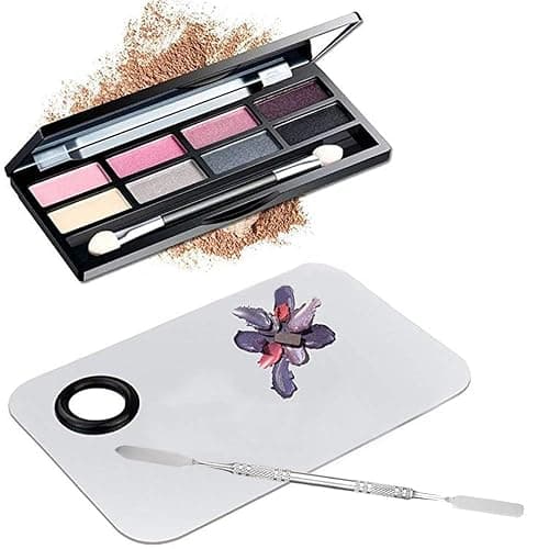 Sinen Professional Stainless Steel Makeup Palette Cosmetic Palette with Spatula Tool For Nail Art Eye Shadow Eyelash Makeup Professional Pigment Blending（6 x 4 Inch Sliver） thumbnail 7
