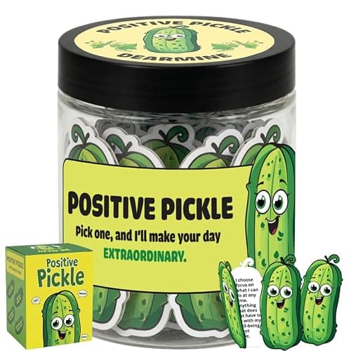 DEARMINE 60 Positive Pickle Cards Jar, Birthday Gifts for Women, Teens, Adults, Back to School Gift, White Elephant Gifts, Stocking Stuffers, Teen Girl Gifts Trendy Stuff - Image 1
