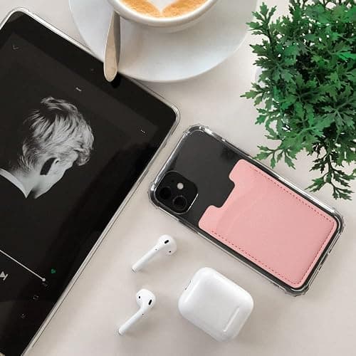 Leather Phone Card Holder, 2-Pack Stick-On Wallet for iPhone, Samsung - Pink thumbnail 4