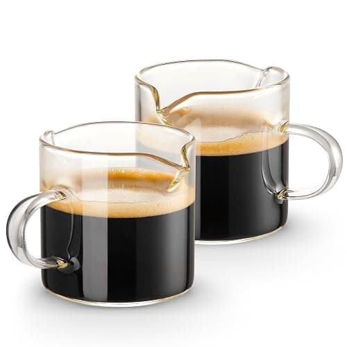 Qipecedm Espresso Cups Set of 2, 4 OZ Double Spouts Cups, Shot Glasses, Milk Cup with Handle, Clear Glass, Espresso Accessories for Machine, Small thumbnail 7