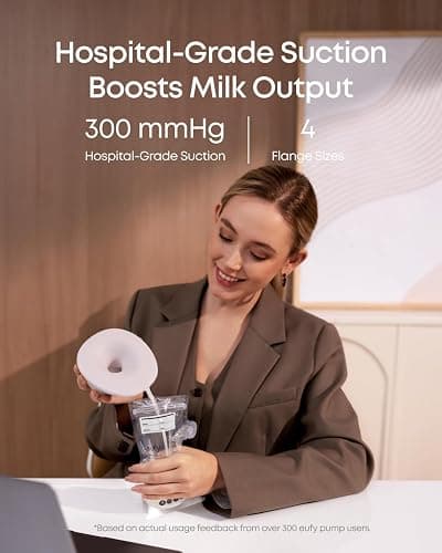 eufy Breast Pump S1 Pro, Heated Wearable Breast Pump, Electric and Hands-Free with Heating Technology, Portable Charging Case, App-Controlled Smart Rhythm, Hospital-Grade Suction, Ultra-Quiet thumbnail 7