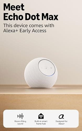 Introducing Amazon Echo Dot Max, Alexa speaker with room-filling sound and built-in smart home hub, with Alexa+ Early Access, Glacier White thumbnail 7