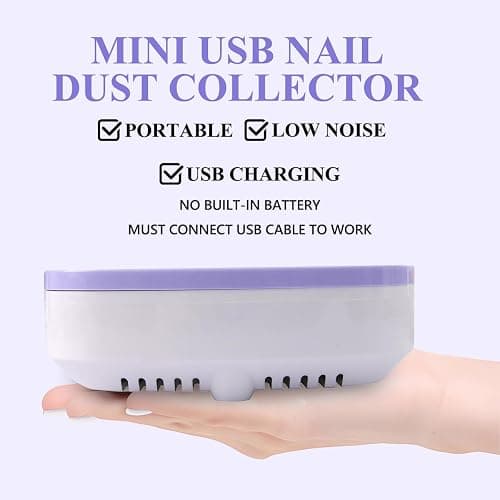 USB Mini Manicure Nail Vacuum Cleaner Strong Suction Nail Dust Collector Portable Nail Art Vacuum Dust Cleaner Extractor Fan (WITHE) thumbnail 6
