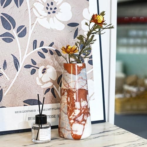 Natural Marble Vase ， Modern Minimalist Stone Vase for Home Decor， Elegant Table & Shelf Decor for Living Room, Entryway, Mantel ， Luxury Centerpiece thumbnail 2