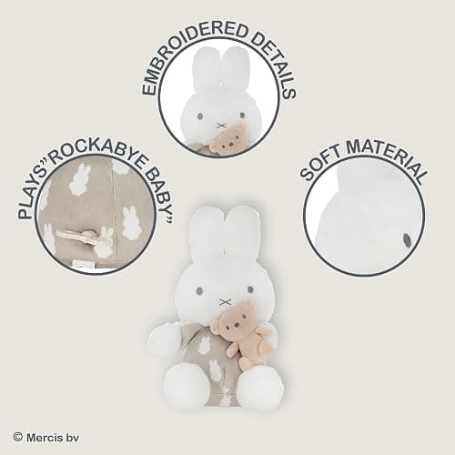 Kids Preferred Miffy Baby Keywind Musical - Super Soft Plush Toy, Plays Rockabye Baby, Swaying Head, Neutral Colors, Ages 0 Months and Up, 12 in thumbnail 4