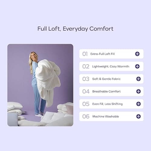 Mellow Marshmellow Comforter, Oeko-TEX Fabric (Gray, King/Cali King) | Extra Fluffy Double-Stuffed Down Alternative Duvet Insert, All-Season Temperature Balancing, Box Stitch, Twin / Twin XL) thumbnail 6