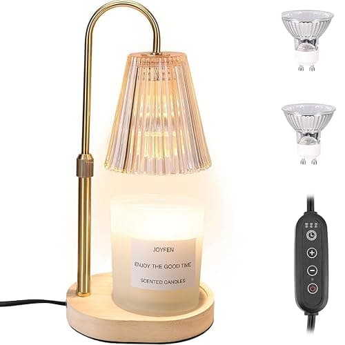 Flameless Candle Warmer Lamp with Timer: Dimmable Candle Warming Lamp with Dimmer & 2 Bulbs, Large Electric No-Flame Wax Melt Light Adjustable Height for All Size Jar Scented Candles, Home Decor - Image 1