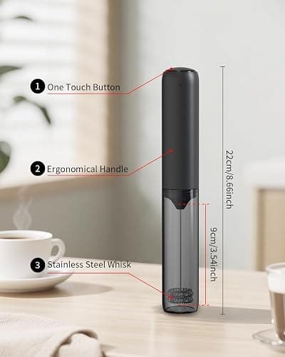 CIRCLE JOY Rechargeable Milk Frother Hanheld, Dual Coil Whisk Head Electric Coffee Frother, Portable Hand Frother Wand Drink Mixer for Matcha Lattes Cappuccino, Kitchen Gifts, Black thumbnail 3