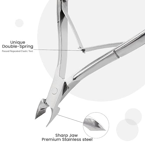 Professional Cuticle Trimmer Cuticle Nippers,Pedicure Nail Care Tool | Cuticle Cutter, Cuticle Clippers, Cuticle Remover, Pedicure Manicure Tools, Double Spring,Nail Care Tool,Silver thumbnail 2