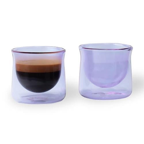 FLUR Espresso Glass (Set of 2): For Espresso and Small Espresso Drinks - Double-Walled Borosilicate Glass - Handmade - 3 oz (Purple) - Purple - Image 1