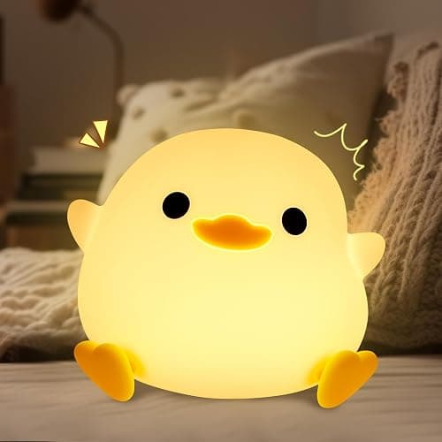Pinlanuo Dodo Duck, Silicone Duck Night Light, Timing Function, Adjustable Brightness, USB Rechargeable, Soft Warm Light, Cute Night Lights Kids, Portable Baby Night Light, Gift for Kids Bedroom Decor - Dodo duck - Image 1