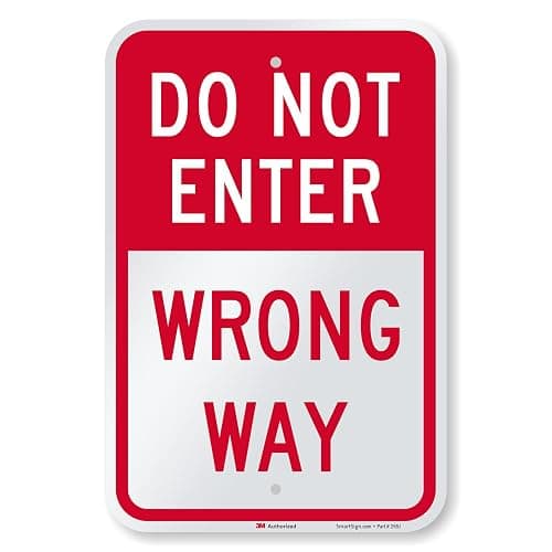 SmartSign 18 x 12 inch “Do Not Enter - Wrong Way” Metal Sign, 63 mil Aluminum, 3M Laminated Engineer Grade Reflective Material, Red and White, Made in USA - Image 1
