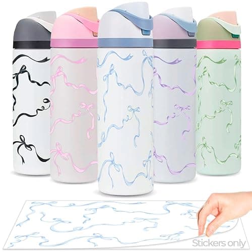 Kaitiaki Bows Stickers for Custom Owala Accessories - Cute Tumbler Decals, Fits 24oz Urban Outfitters Owala Bottles (Bubble Bliss Bow, Blue) - Image 1