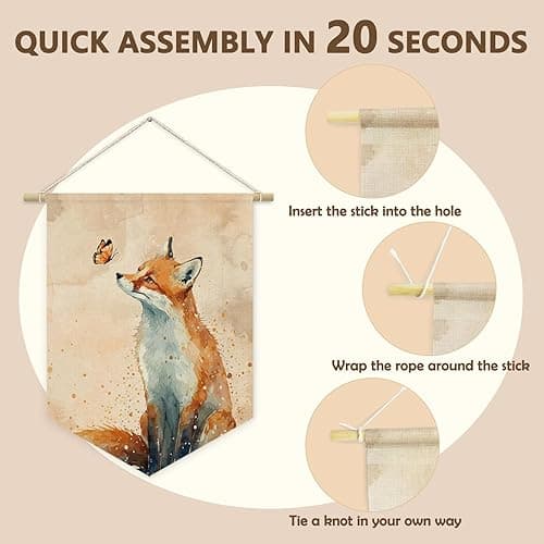 XYDEG Woodland Nursery Decor,Fox Fall Decor Canvas Banner,Kids Room Decor,Canvas Banner For Kids room,Canvas Hanging Pennant Flag Banner For Bedroom Classroom,Gift For Fox Lover - Fox thumbnail 9
