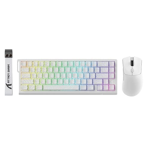ATTACK SHARK X68HE 60% Wired RT 8K Keyboard+Wireless R1 Mouse-White Contour | Adjustable Actuation,Hall Effect Mechanical Magnetic Switch,Coiled Cable,USB C/2.4Ghz/BT Ultralight 18K DPI Mice for PC Gamer - Image 1