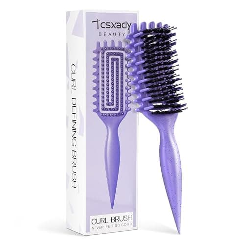 Curly Hair Brush,Curl Defining Brush for Effortlessly Defined Curls & Waves,Vented Hair Brush for Wet & Dry Hair,Women and Men,Reduces Frizz (Purple) - Image 1