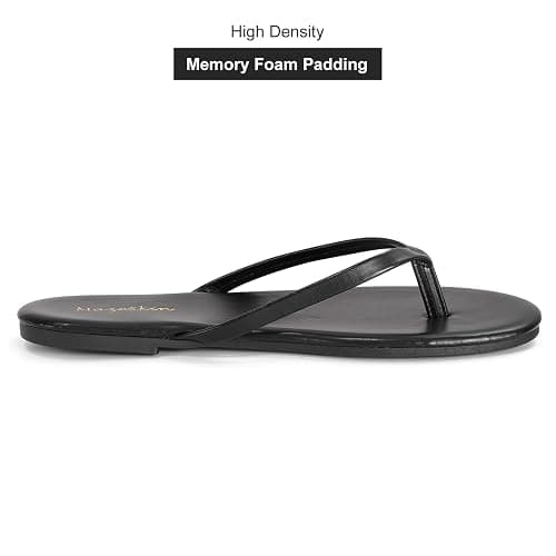 mazeskin Womens Memory Foam Flip Flops Flat Thong Sandals | Soft Vegan Leather Comfortable Cushioned Casual Dressy Beach Summer Minimalist Slim Slide Shoes Indoor Outdoor thumbnail 4