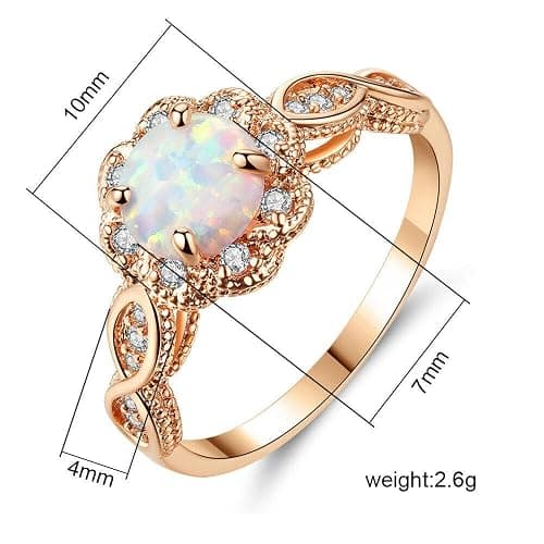 CiNily 18K Gold Plated Opal Ring-White Fire Opal & Amethyst & Cubic Zirconia Women Jewelry Gemstone Engagement Anniversary Ring Size 5-13 thumbnail 5