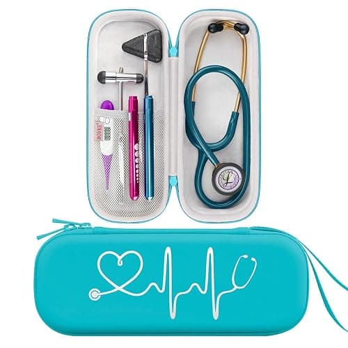 BOVKE Travel Carrying Case Compatible with 3M Littmann Classic III, Lightweight II S.E, MDF Acoustica Deluxe Stethoscopes - Extra Room for Medical Scissors EMT Trauma Shears and LED Penlight, Emerald - Image 1