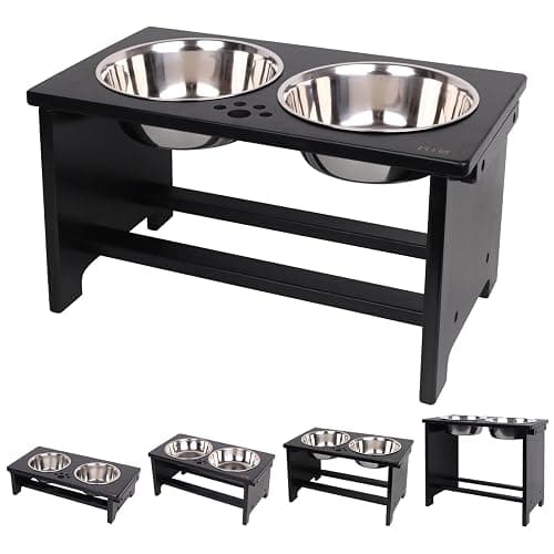 HTB Elevated Dog Bowls,Raised Dog Bowl Stand with 2 Stainless Steel Bowls,Elevated Raised Dog Bowls for Large Medium Small Sized Dogs - Image 1