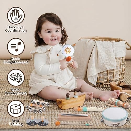 Toddlers Musical Instruments-Baby Montessori Wooden Musical Toys for Toddlers 1-3 Year Old,Kids Percussion Instruments Toy for Preschool Kids,Christmas Birthday Gift for Baby Boys Girls thumbnail 3