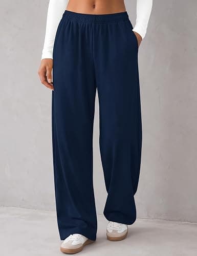 LOMON Women Wide Leg Sweatpants Baggy Lounge Sweat Pant Fall Spring Clothes | Teen Girl Inner Drawstring Track Joggers Sweatpant Fashion Comfy Outfits with Pockets thumbnail 3