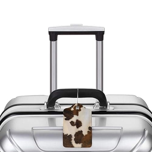 BLOCIT Luggage Tags - 2-Pack PU Leather with Privacy Cover & Stainless Steel Loop - ID Labels for Suitcases & Travel Bags - Cow Hide Brown thumbnail 5