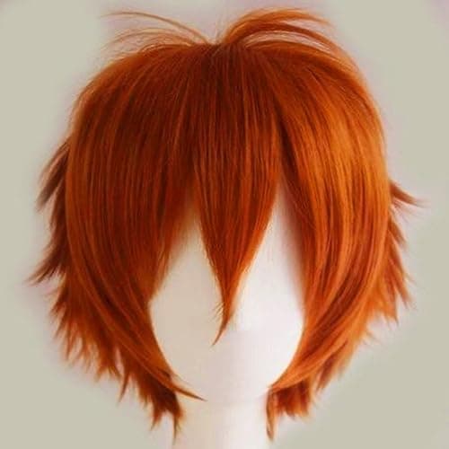 S-noilite Unisex Short Orange Wig Women Mens' Fluffy Layered Spiky Pixie Anime Wig Synthetic Hair Full Wigs for Halloween Chucky Costume Cosplay Comic Party Dark Orange thumbnail 2