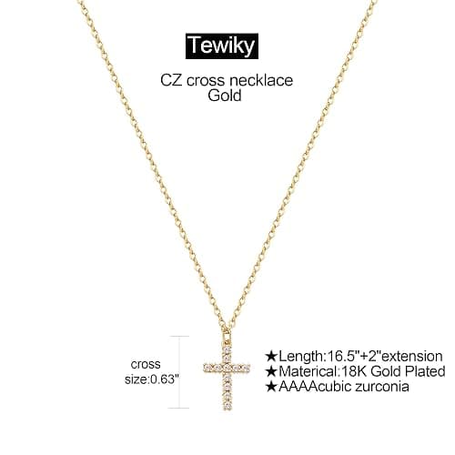 Tewiky Cross Necklace for Women-Dainty Simple 14k Gold Plated/sterling silver Plated Cross Pendant Cute Necklaces Jewelry for Women thumbnail 6