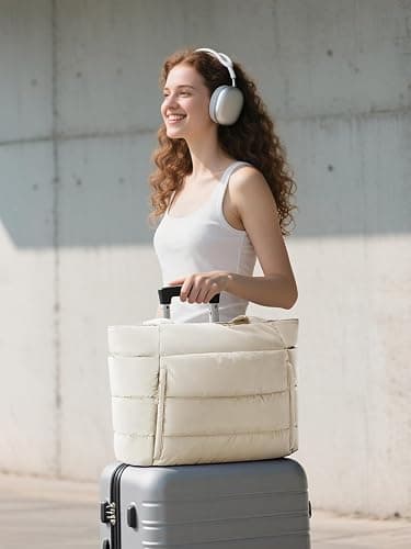 Puffer Tote Bag for Women, Lightweight Puffy Work Handbag Teacher Nurse Quilted Shoulder Bag for School Travel Gym thumbnail 9