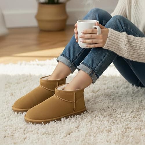 CUSHIONAIRE Hip 2 Genuine Suede Ankle Boots for Women, Cozy Faux Shearling Lining Pull On Winter Womens Boots thumbnail 8