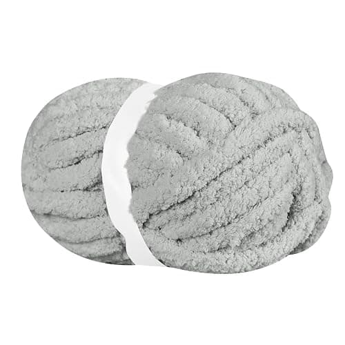 BSRHOME Chunky Chenille Yarn for Hand Knitting,Fluffy Soft Jumbo Yarn by Circular Needle & Crochet Hook,Super Bulky Big Yarn for Chunky Blanket,Large Thick Arm Knitting,1 Pack,Light Grey - Image 1