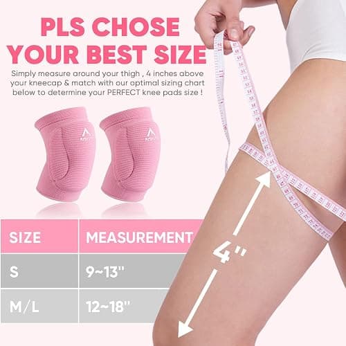 Volleyball Knee Pads for Girl Women, Knee Protector for Knee & Pain Relief. Calf Braces, Splints & Supports. Best Wide Knee supporter compression sleeve for Running Nurse Pregnant Pregnancy House Cleaner , Worker , Weight lifting , Dancer (Medium/Large) thumbnail 4