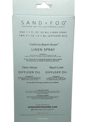 Sand and Fog Coastal Collection California Beach House Essential Oil Set, 4 Pieces, 0.5 Fl Oz, Glass Bottles, Made with Essential Oils, Clear, for Aromatherapy thumbnail 3