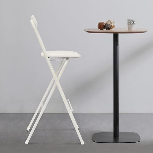 GSHIOIO Folding Bar Stool with Backrest, 29 Inch Leather Padded Counter Height Foldable Stool Portable Tall Foldable Chair 275LBS for Gardening Outdoor Kitchen Camping Shop Cafe (White, 1 Pack) thumbnail 7