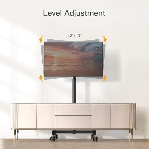 Perlegear Rolling TV Stand, Mobile TV Stand on Wheels for 13-50 inch TVs with Height Adjustment & 30° Tilt, Portable TV Cart with Wheels Holds 44lbs, Max VESA 200x200mm thumbnail 5