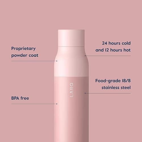 LARQ Bottle Twist Top 17oz - Insulated Stainless Steel Water Bottle | BPA Free | Reusable Water Bottle for Camping, Office, and Travel | Keep Drinks Cold and Hot, Himalayan Pink thumbnail 4