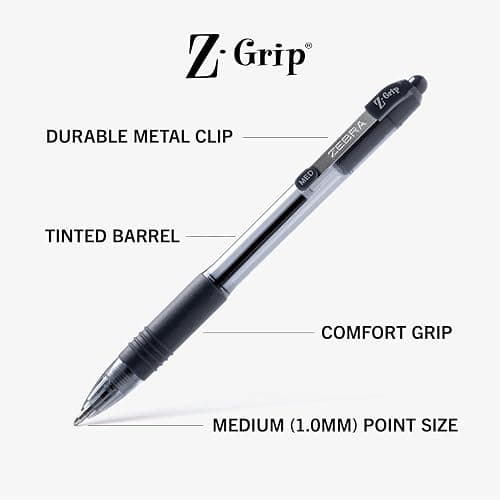 Zebra Pen Z-Grip Retractable Ballpoint Pen, Smooth-Flowing Black and Blue Ink, 1.0mm Medium Point, School & Office Supplies, Ideal for Note-Taking, Journal and Planner Use, 18-Pack (22018amz) thumbnail 4