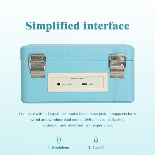 WhatPlus CD Player with Bluetooth Speaker, High-Fidelity Sound, App-Controlled, Magnetic Display for Photos & Pins, Retro Desktop Music Player, Gift for Music Lovers (Light Blue) thumbnail 5