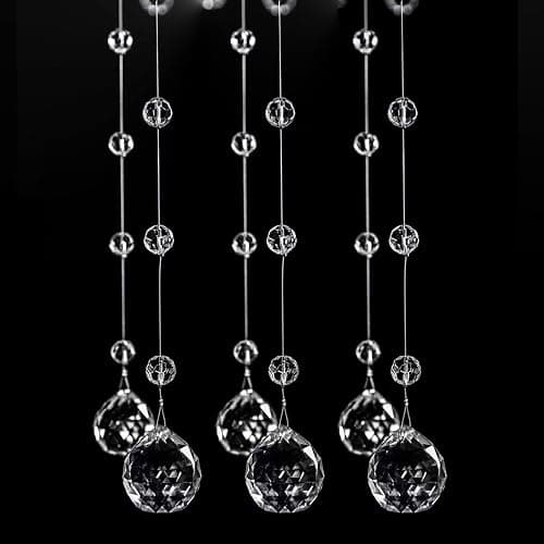 Bolo.ban Crystal Beaded String Clear Glass Beads Garland Strands Hanging Wedding Arch Decor Curtain Chandelier Christmas Tree Ornaments Door String Beaded Drapes Decoration Accessories(3.3 Feet 5pcs) - Image 1
