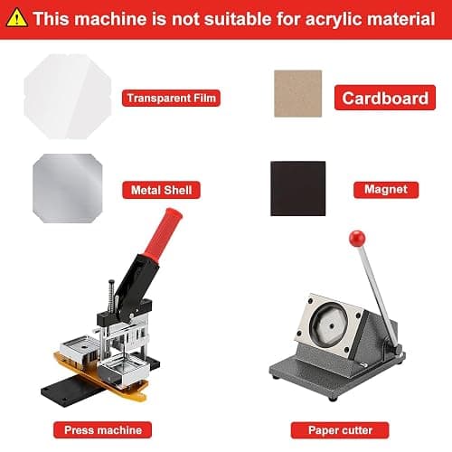 2x2inch Square Fridge Magnets Badge Maker Machine DIY Photo Refrigerator Sticker Magnet Press Machine+Paper Cutter+100pcs Materials thumbnail 3