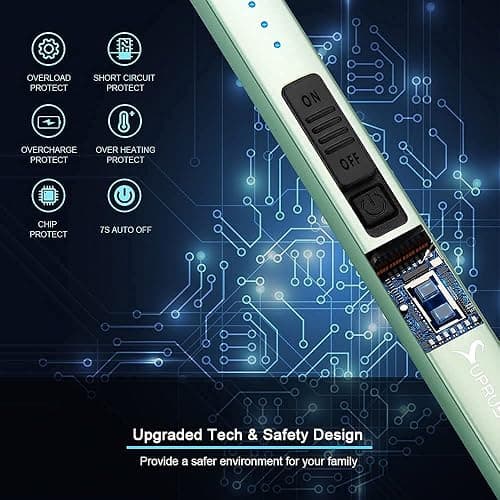 SUPRUS Electric Lighter Arc Windproof Flameless USB Rechargeable Lighter with Safety Lock for Candle BBQ Camping (Green) thumbnail 5