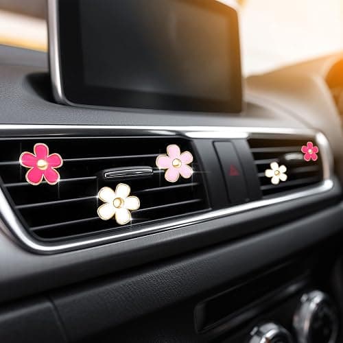 Frienda 6 Pcs Daisy Flower Air Vent Clip Accessories Air Conditioning Outlet Clip Car Air Freshener Dashboard Accessories Charm Car Inter Decor(3 cm, 3.3 cm,Red, Pink, White) thumbnail 5